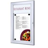 SHOWDOWN Menu Board Magnetic A4 Wall Mounted with Screws Lockable 29 (W) x 47.7 (H) cm Silver