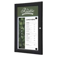 SHOWDOWN Menu Board Magnetic A4 Wall Mounted with Screws Lockable 29 (W) x 47.7 (H) cm Black