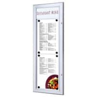 SHOWDOWN Menu Board Magnetic A4 Wall Mounted with Screws Lockable 29 (W) x 77.9 (H) cm Silver