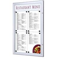 SHOWDOWN Menu Board Magnetic A4 Wall Mounted with Screws Lockable 50.5 (W) x 77.9 (H) cm Silver