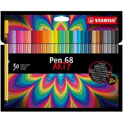 STABILO ARTY Pen 68 Premium Fibre Tip Pens Assorted Pack of 30 
