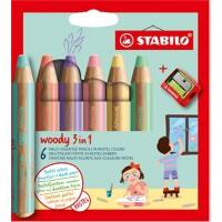 STABILO Woody 3 in 1 Pencil Assorted 8806-3 Pack of 6