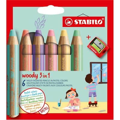 STABILO Woody 3 in 1 Pencil Assorted 8806-3 Pack of 6