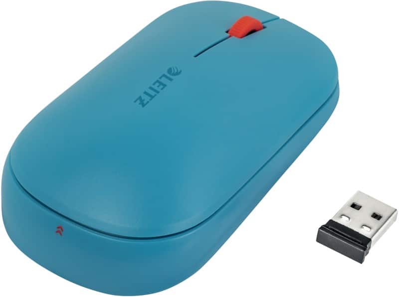 Leitz Cosy Dual Wireless Ergonomic Mouse 6531 Optical For Right and Left-Handed Users Bluetooth/USB-A Nano Receiver Blue