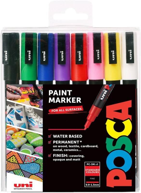 POSCA 153544842 Permanent Paint Marker Assorted Medium Bullet 0.9 - 1.3 mm Pack of 8