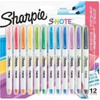 Sharpie S-Note 2138233 Highlighter Pastel Colours chisel Fine to Broad Not Refillable Pack of 12