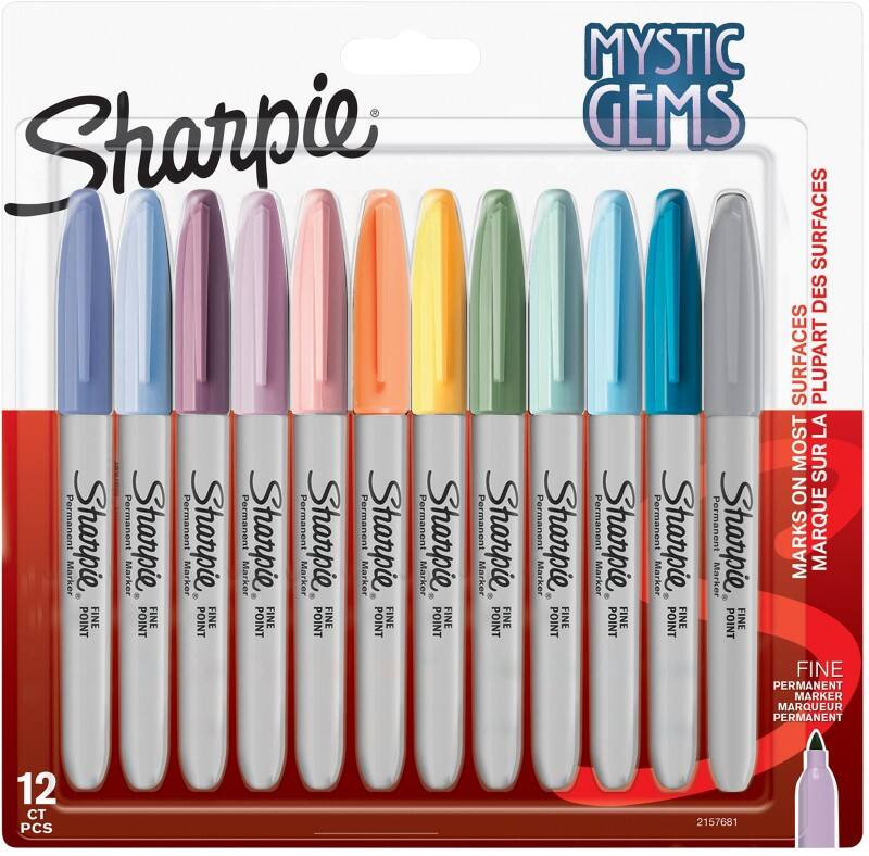 Sharpie Mystic Gems 2157681 Permanent Marker Fine Bullet  - 3 mm Assorted Non Refillable Pack of 12