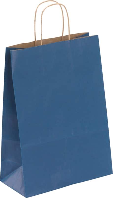 RAJA Carrier Bag Kraft Paper Blue 100 gsm 29 x 10 x 22 cm Pack of 50