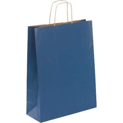 RAJA Carrier Bag Kraft Paper Blue 100 gsm 41 x 12 x 36 cm Pack of 50