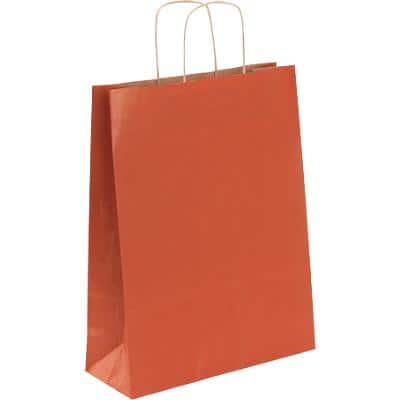 RAJA Carrier Bag Kraft Paper Red 100 gsm 41 x 12 x 36 cm Pack of 50