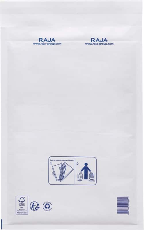 RAJA Padded Envelopes White Plain 220 (W) x 330 (H) mm Peel and Seal 75 gsm Recycled 50% Pack of 100