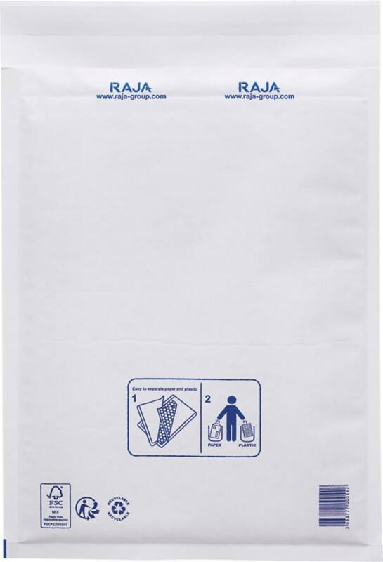 RAJA Padded Envelopes White Plain 240 (W) x 330 (H) mm Peel and Seal 75 gsm Recycled 50% Pack of 100