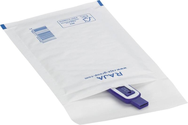 RAJA Padded Envelopes White Plain 100 (W) x 160 (H) mm Peel and Seal 75 gsm Recycled 50% Pack of 200