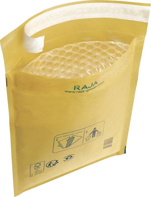 RAJA Padded Envelopes Gold Plain Kraft Paper, PE (Polyethylene) 165 (W) x 100 (H) mm Peel and Seal 75 gsm Recycled 50% Pack of 200