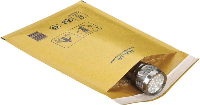 RAJA Padded Envelopes Gold Plain Kraft Paper, PE (Polyethylene) 215 (W) x 120 (H) mm Peel and Seal 75 gsm Recycled 50% Pack of 200