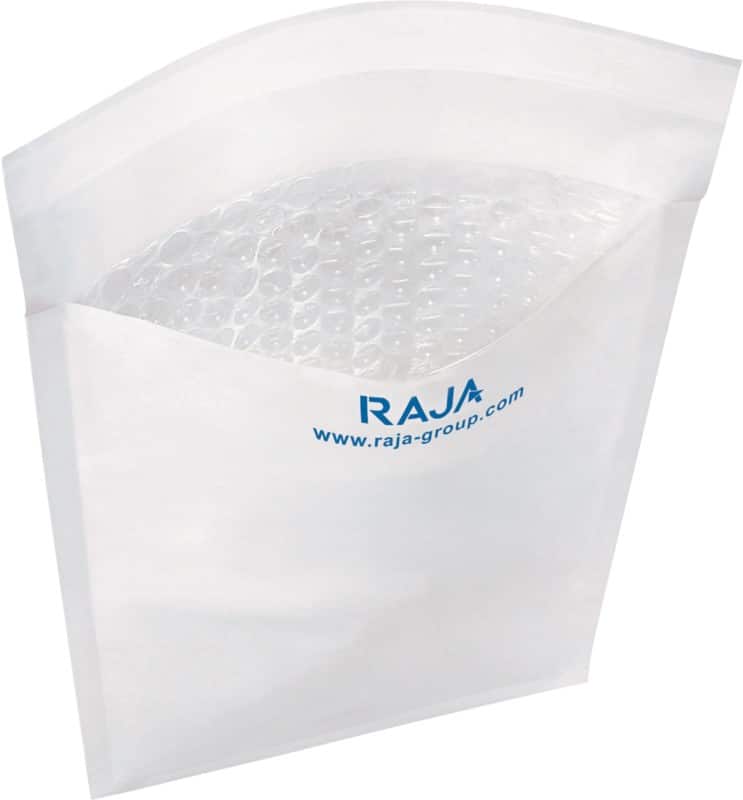 RAJA Padded Envelopes White Plain Kraft Paper, PE (Polyethylene) 470 (W) x 350 (H) mm Peel and Seal 75 gsm Recycled 50% Pack of 50