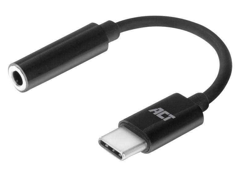 ACT USB-C Male Adapter Cable 3.5 mm Female AC7380 Black 110 mm