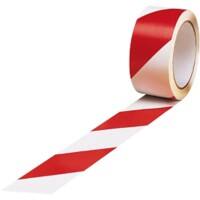 RAJA Warning Tape Red, White 50 mm (W) x 33 m (L) PP (Polypropylene) Pack of 6
