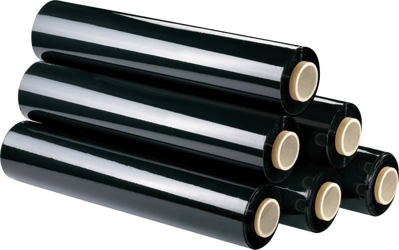 Raja Stretch Film Rolls 500 mm (W) x 200 m (L) 25 Micron Black Pack of 6