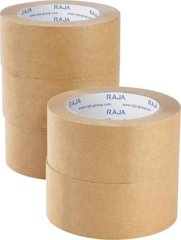 RAJA Packaging Tape Brown 50 mm (W)50 m (L) Paper Pack of 6