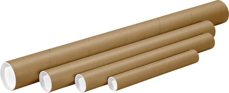 RAJA Postal Tube Cardboard 483 (L) x 50.8 (D) mm Caps Brown Pack of 50