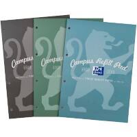 OXFORD Refill Pads Glued A4 - 4 hole punched Ruled Cardboard Assorted Pack of 3