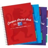 OXFORD Project Book 400015503 A4+ Ruled Twin Wire Card Assorted Perforated 100 Pages Pack of 3