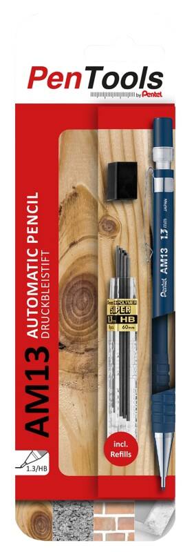 Pentel Mechanical Pencil HB Black with 8 Refill Leads