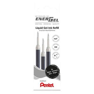 Pentel EnerGel Rollerball Pen Refill 0.4 mm Black LR7-3A Set of 3