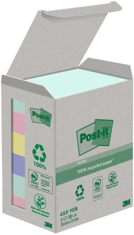 Post-it Sticky Notes Assorted Colours 38 x 51 mm 100 Sheets Pack of 6