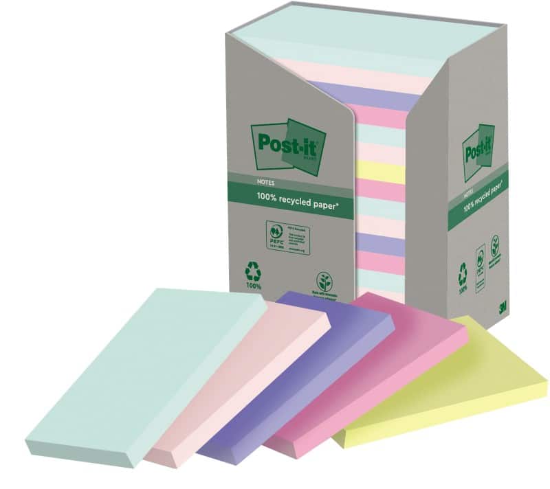 Post-it Sticky Notes Assorted 76 x 127 mm 100 Sheets Pack of 16