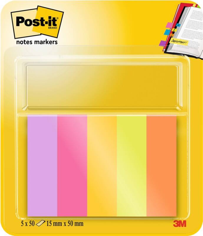Post-it Energetic Colour Collection Index Cards 1.5 x 5 cm Assorted 50 Sheets Pack of 5