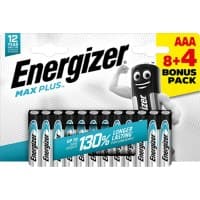 Energizer Alkaline Batteries Max Plus AAA LR03 1200 mAh 1.5 V Pack of 12