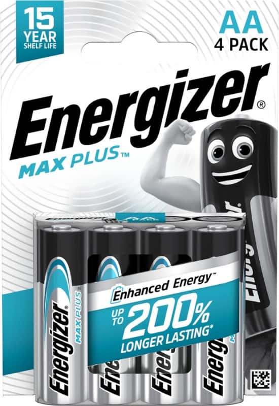 Energizer Alkaline Batteries Max Plus AA LR6 2550 mAh 1.5V Pack of 4