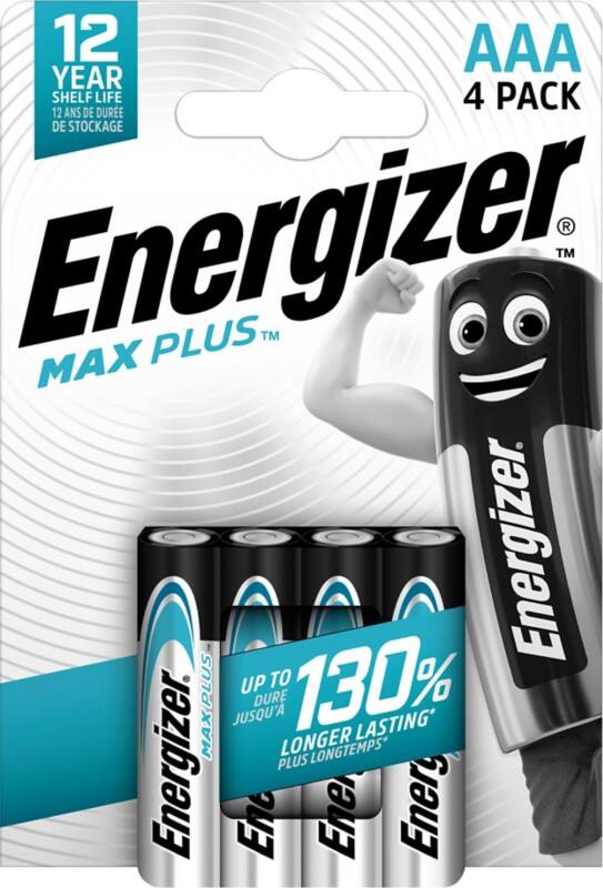 Energizer Alkaline Batteries Max Plus AAA LR03 1200 mAh 1.5 V Pack of 4