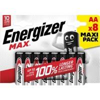 Energizer Alkaline Batteries Max AA LR6 2550 mAh 1.5V Pack of 8
