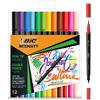 BIC Felt Pen + Fineliner Multicolour Brush tip + 0.5mm tip Pack 12