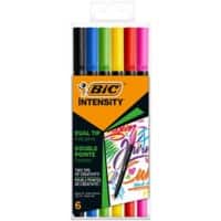 BIC Intensity Dual Tip Pens 0.7, 0.9 mm Assorted Pack of 6 