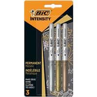 BIC Permanent Markers Silver Gold Bronze 1.8mm Pack 3
