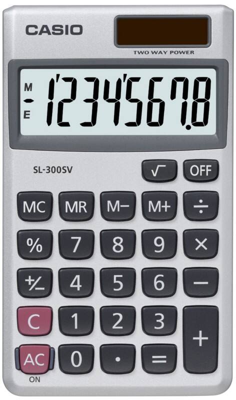 Casio Pocket Calculator SL-300SV 8 Digit Display Silver