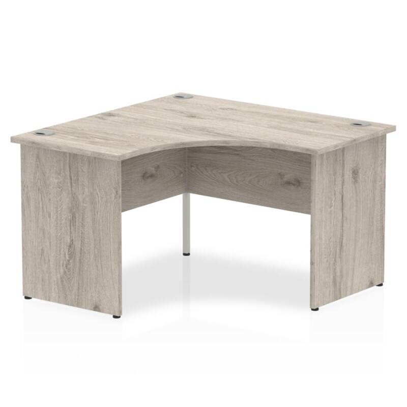 dynamic Impulse Corner Desk Rectangular Grey Oak Base panel 1,200 (W) x 1,200 (D) x 730 (H) mm MFC (Melamine Faced Chipboard)