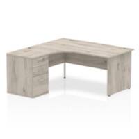 dynamic Impulse Left Hand Desk Rectangular Grey Oak 3 Drawers 1 Pedestal 1,600 (W) x 1,630 (D) x 730 (H) mm MFC (Melamine Faced Chipboard)