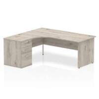 dynamic Impulse Left Hand Desk Rectangular Grey Oak 3 Drawers 1 Pedestal 1,800 (W) x 1,630 (D) x 730 (H) mm MFC (Melamine Faced Chipboard)
