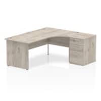 dynamic Impulse Right Hand Desk Rectangular Grey Oak 3 Drawers 1 Pedestal 1,800 (W) x 1,630 (D) x 730 (H) mm MFC (Melamine Faced Chipboard)