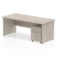 dynamic Impulse Office Desk Rectangular Grey Oak 3 Drawers 1 Pedestal 1,800 (W) x 800 (D) x 730 (H) mm MFC (Melamine Faced Chipboard)