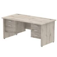 dynamic Impulse Office Desk Rectangular Grey Oak Base panel 5 Drawers 2 Pedestals 1,600 (W) x 800 (D) x 730 (H) mm MFC (Melamine Faced Chipboard)