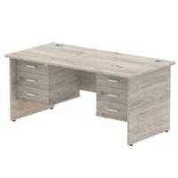 dynamic Impulse Office Desk Rectangular Grey Oak Base panel 6 Drawers 2 Pedestals 1,600 (W) x 800 (D) x 730 (H) mm MFC (Melamine Faced Chipboard)