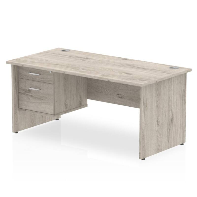 dynamic Impulse Office Desk Rectangular Grey Oak Base panel 2 Drawers 1 Pedestal 1,800 (W) x 800 (D) x 730 (H) mm MFC (Melamine Faced Chipboard)