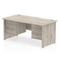 dynamic Impulse Office Desk Rectangular Grey Oak Base panel 6 Drawers 2 Pedestals 1,800 (W) x 800 (D) x 730 (H) mm MFC (Melamine Faced Chipboard)