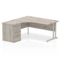 dynamic Impulse Left Hand Desk Rectangular Grey Oak 3 Drawers 1 Pedestal 1,600 (W) x 1,630 (D) x 730 (H) mm MFC (Melamine Faced Chipboard)
